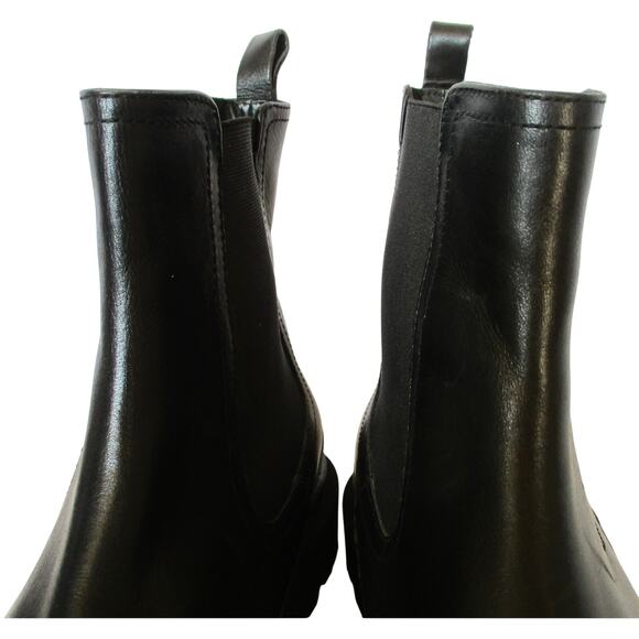 New SEYCHELLES Black Leather Lug Sole Chelsea Ankle Boots Women Sz 8 - Picture 4 of 12
